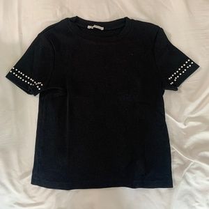 Zara basic black shirt with pearls